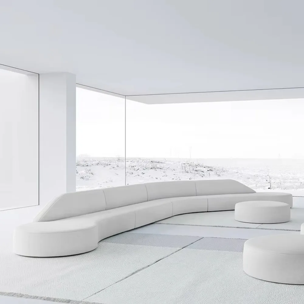 High End Velvet Big Living Room Couch Lamb Fleece Curved Sofa Modern Sofa Set Furniture Luxury Leather Sofa