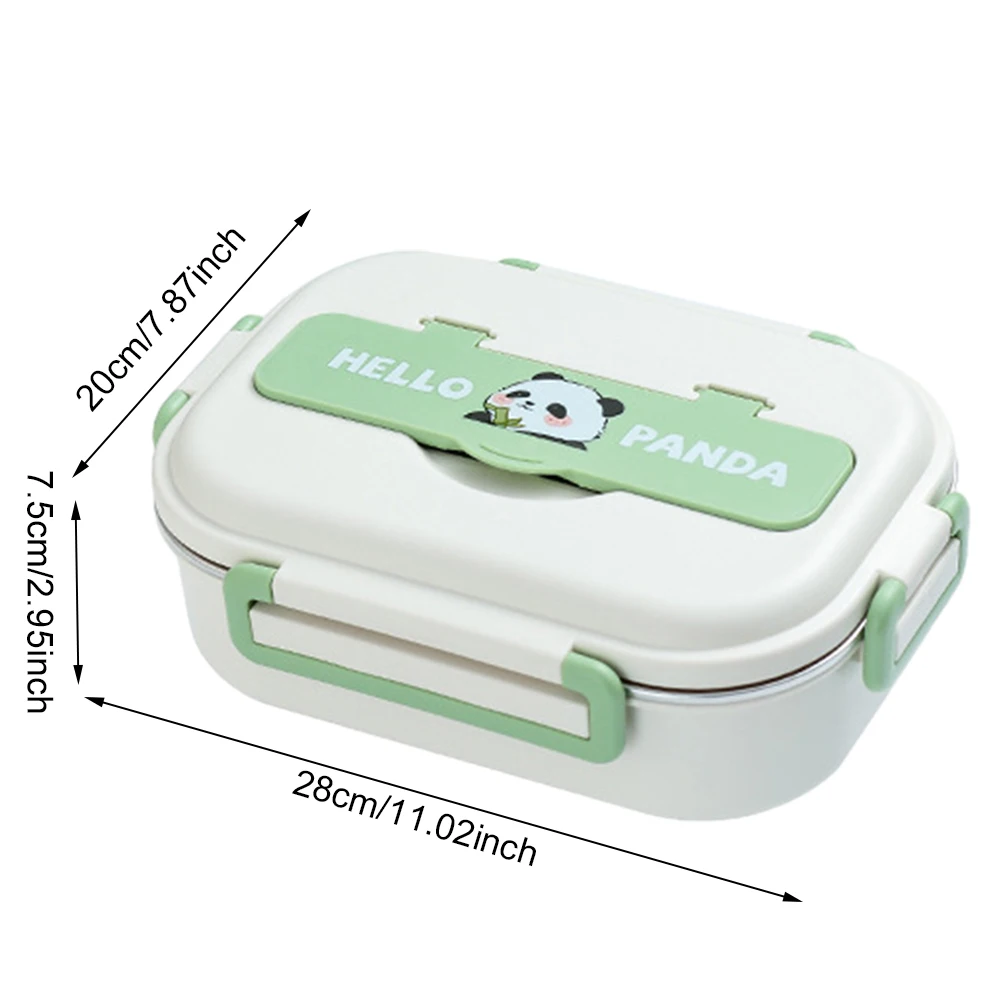 Stainless Steel Thermal Lunch Box Microwave Safe 2/4/5 Grids Lunch Container with Cutlery Set Panda for Children School Picnic
