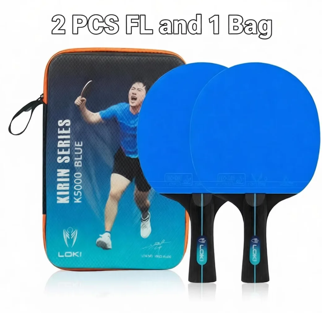 LOKI K5000 FL Long HandleTable Tennis Racket Home Entertainment PingPong Rackets with Blue Color Ping Pong Rubber