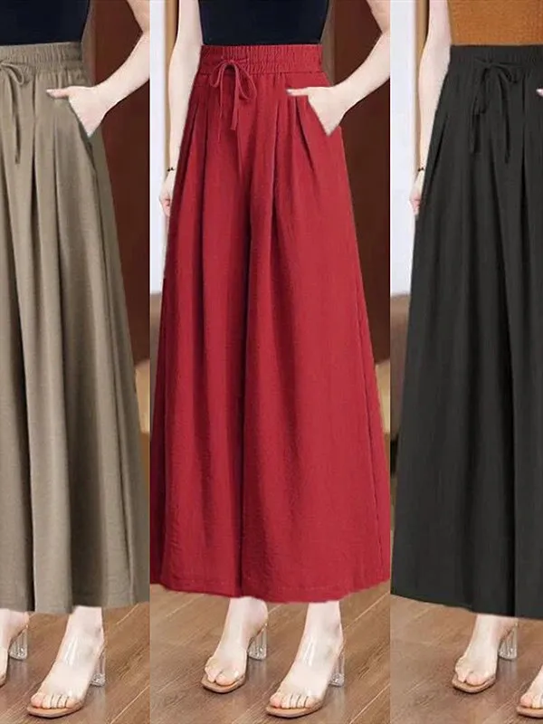 

Loose Ice Silk Wide Leg Pants Nine Points Thin New Style Summer Women's Trousers Commute Style High Waist Korean Version