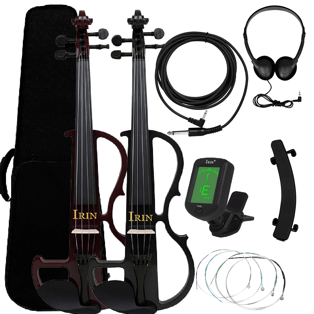  IRIN 4/4 Electric Violin Silent Body Electric Fiddle With Bow Case Headphone Connection Cable Violin Parts & Accessories