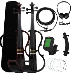 ﻿ IRIN 4/4 Electric Violin Silent  Body Electric Fiddle With Bow Case Headphone Connection Cable Violin Parts & Accessories