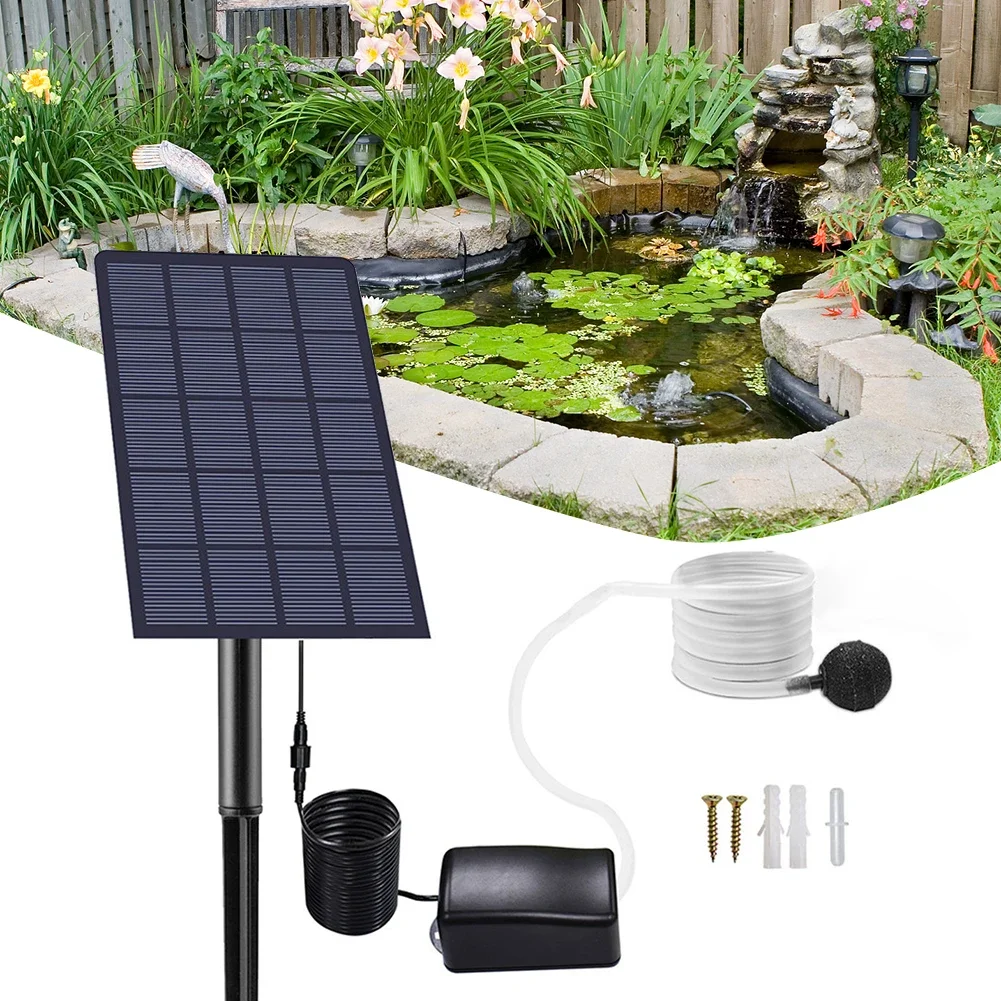 

6V 2W Solar Panel Water Pump Solar Powered Oxygenator 0.8L/min Air Oxygen Pump Aerator Battery-free for Landscape Decoration