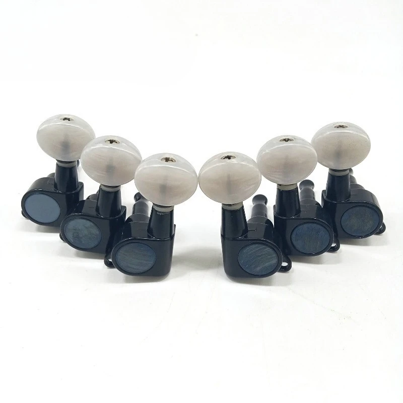 Mother of Pearl Small Knob Fully Enclosed Guitar Tuners for Acoustic Electric Guitar, Black Sealed Machine Heads