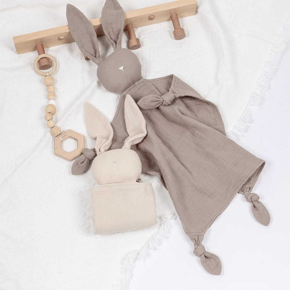 HappyFlute Rabbit Model 2Layers 100% Cotton Gauze 28*28CM Plain Colour Comfortable Baby Soothing Towel&Toy