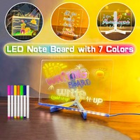 Luminous Acrylic Drawing Magic Led Transparent Board, Note Board,Kids DIY Educational Toys Gift,With Stand,With 7 Color Markers