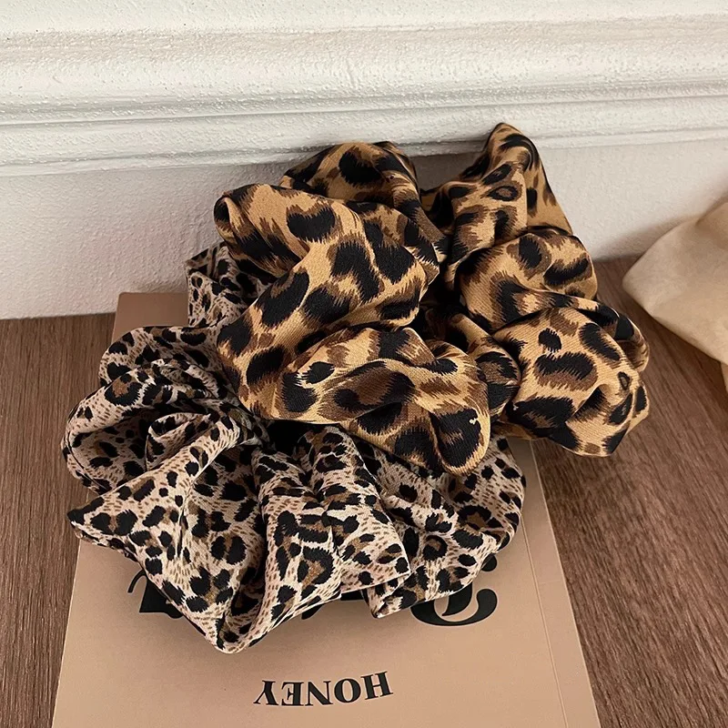 Bandeau personnalisé et polyvalent à gros intestin imprimé léopard, accessoires pour cheveux de fille épicée, couvre-chef haut de gamme, cadeaux de vacances