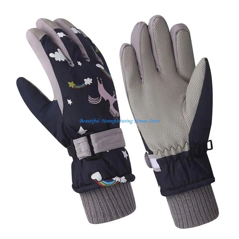 

E56A Ski Gloves for Child Sensitive touch Gloves Winter Activity Plush Liner Gloves