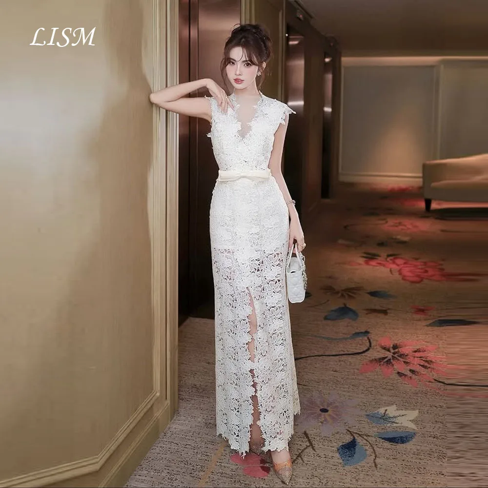 LISM A-Line Sweetheart Abiti da sera in pizzo di seta Eleganti abiti lunghi da ballo personalizzati per la festa Robe De Mariée Cerniera posteriore