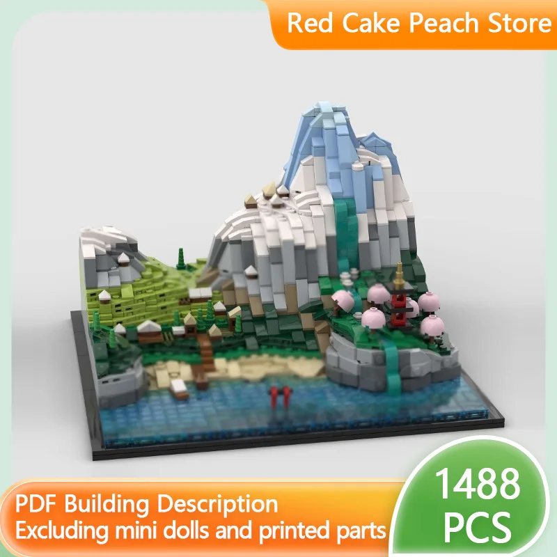 Modello di Città in Mattoncini MOC, Paesaggio Giapponese, Tecnologia Modulare, Regalo per Bambini, Giocattoli da Assemblare