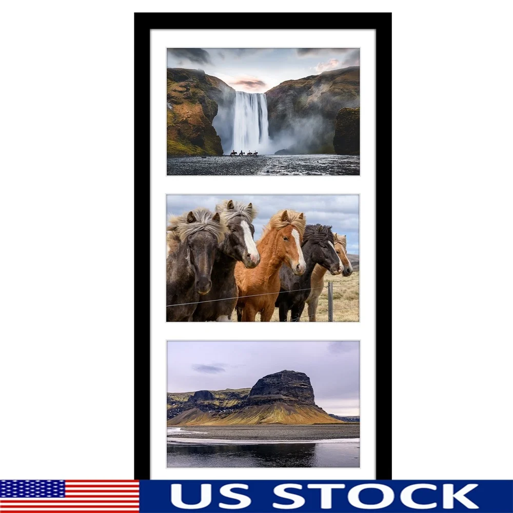 

8x16 Multi Photo Collage Frame Display 3 Pictures Easy Mount Sturdy Design Wall Shelf Decor