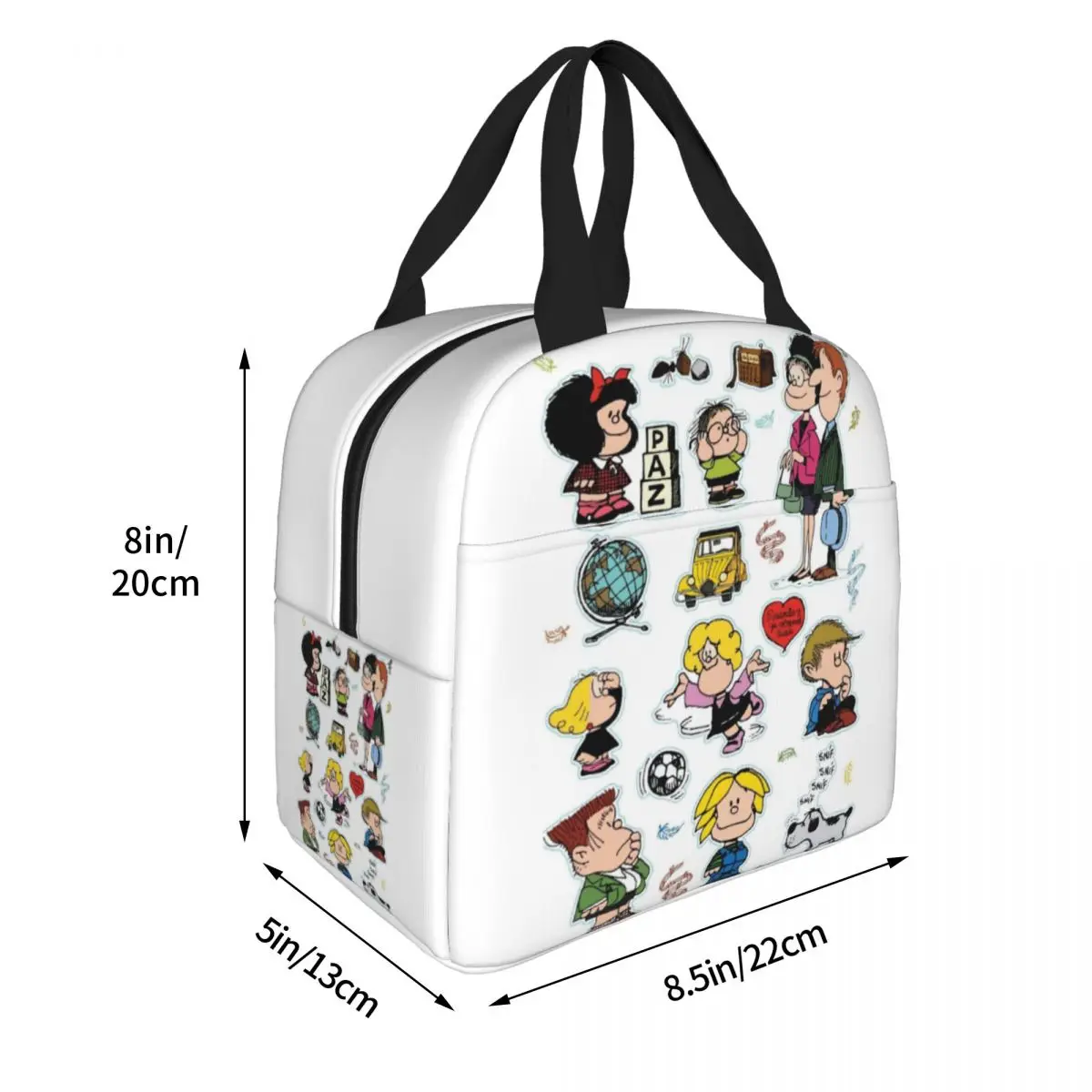 Characters Mafalda Cut Out Insulated Lunch Bags Cooler Bag Lunch Container Large Lunch Box Tote Girl Boy Beach Outdoor