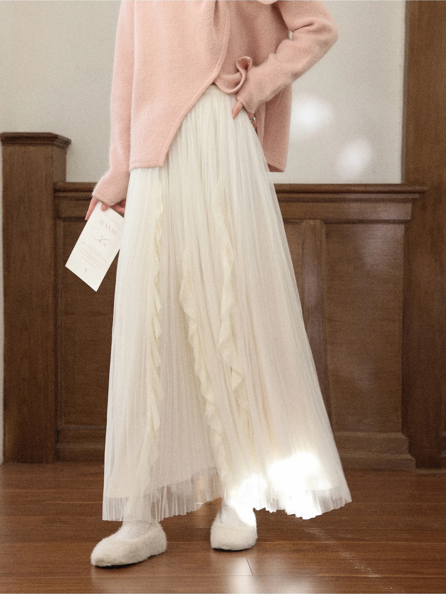 

Романтическая юбка-миди с завышенной талией и А-образным силуэтом, женская зимняя новинка, длинное платье-футляр