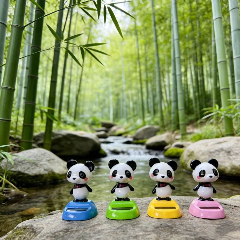 

Solar giant panda shaking head doll, car ornament automatic nod doll, cute car interior dashboard decoration