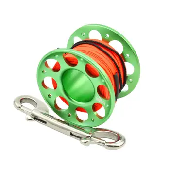 Carrete de dedo de FXL-952 de 15m/30m, aleación de aluminio, doble cabezal de gancho, carrete de dedo profesional, equipo SMB, buceo en cueva