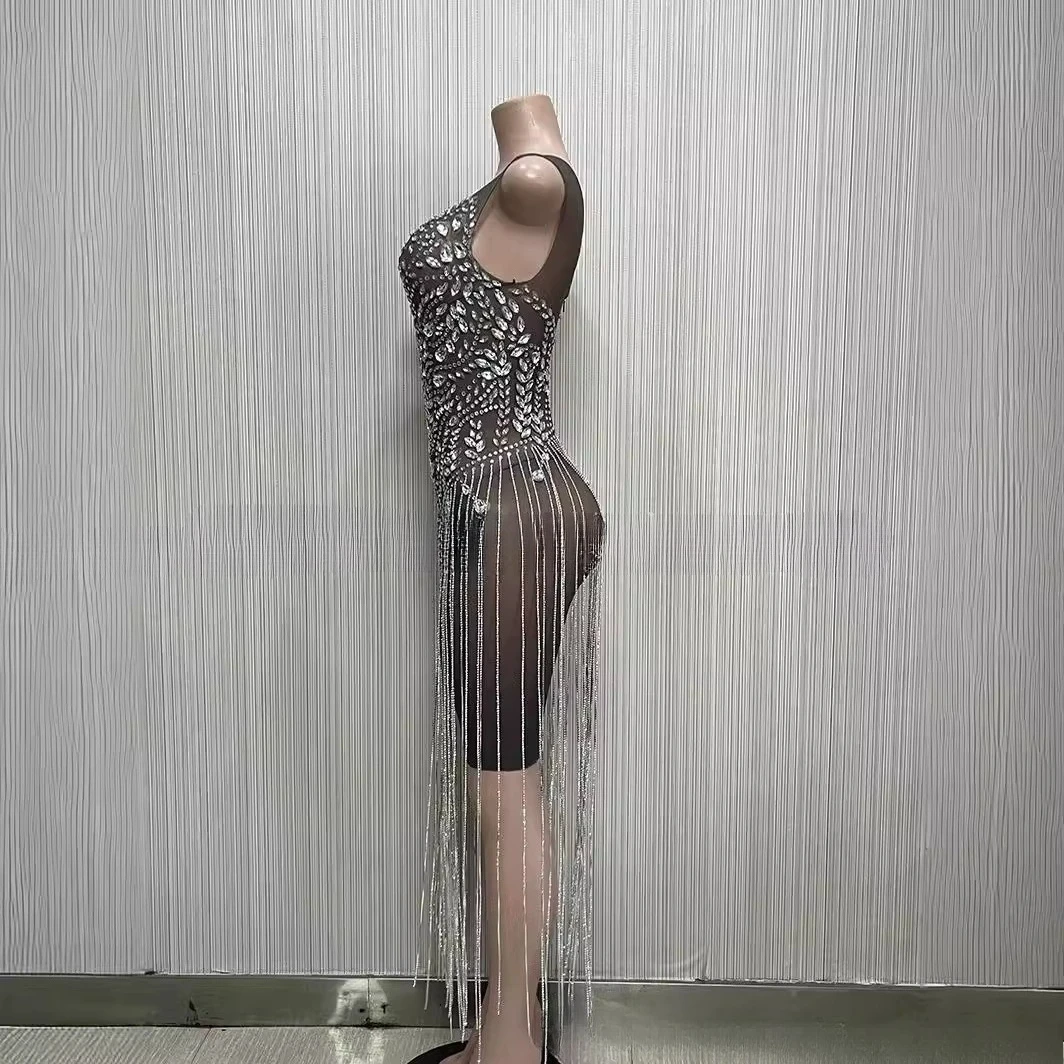 Diamond Fringed Plus Size Mini Evening & Birthday Dress For Ladies Party Robe De Soiree Elegante Pour Femme Luxury Evening Gowns