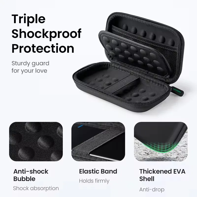 2.5 Inch UGREEN Hard Disk Drive Case Bag External Hard Drive Portable HDD SSD Box for Power Bank Storage Case Travel Bag