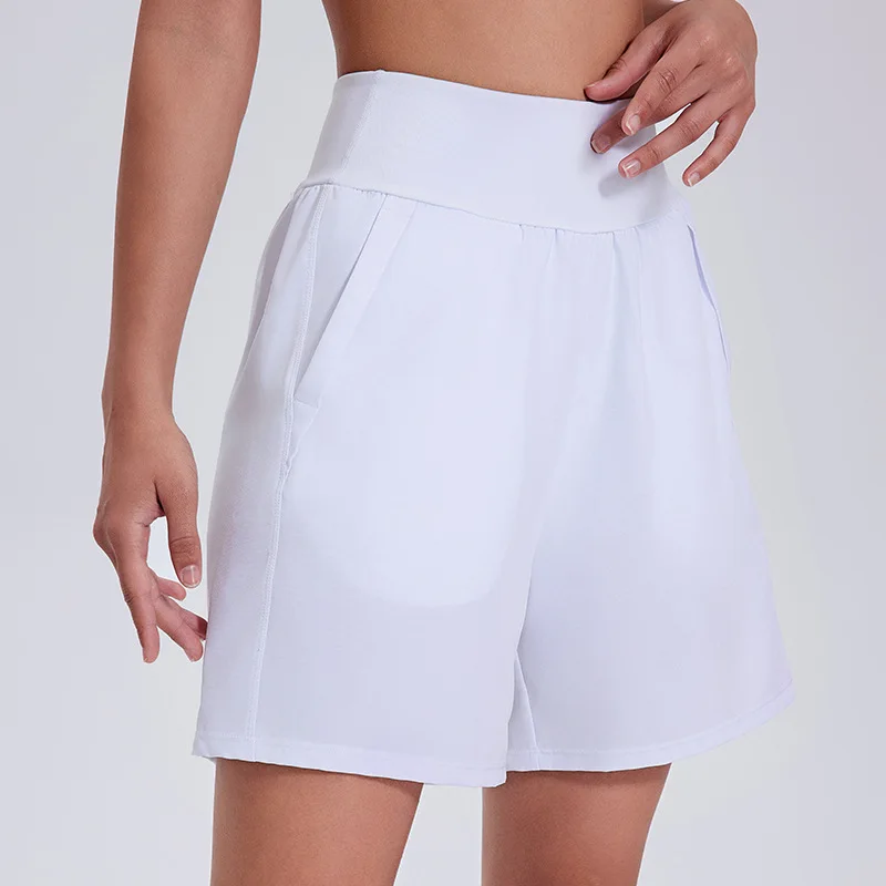 New high waist, abdomen and hip lift sports shorts are lined, loose sports five-point pants, running fitness and breathable.