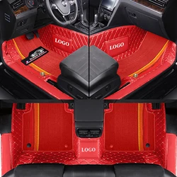 Double Car Floor Mats For Maserati Ghibli 2014-2018 Leather Chenille Car Mat Full Set Interior Accessories Custom Logo Carpet