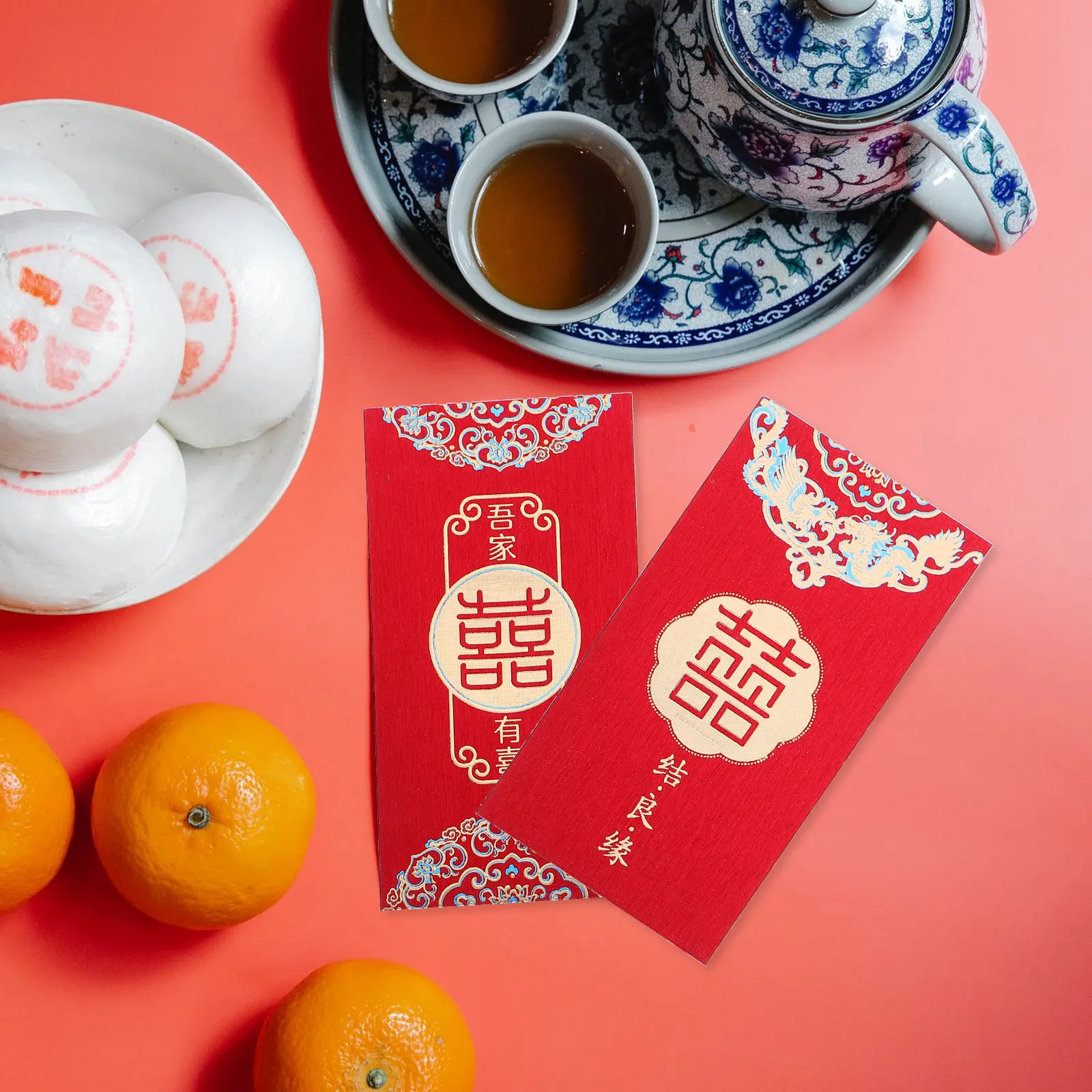 

12Pcs Chinese Style Red Envelope with Xi Character Wedding Cash Pocket Lucky Money Holder for Parties Banquets Decorative Gift