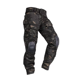 IDOGEAR Tactical G3 spodnie z ochraniacze na kolana Airsoft MultiCam CP gen3 polowanie kamuflaż czarny szybkie suche 3201