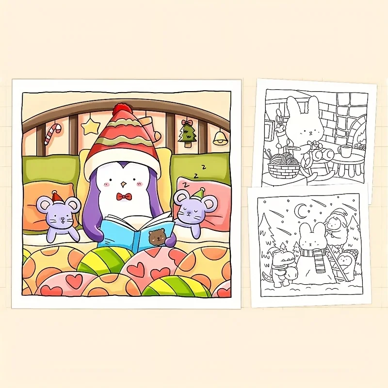 Coloring Book For Adults and Teens Featuring Adorable Christmas Creatures Fun Cartoon Coloring Book To Relax Entertainment