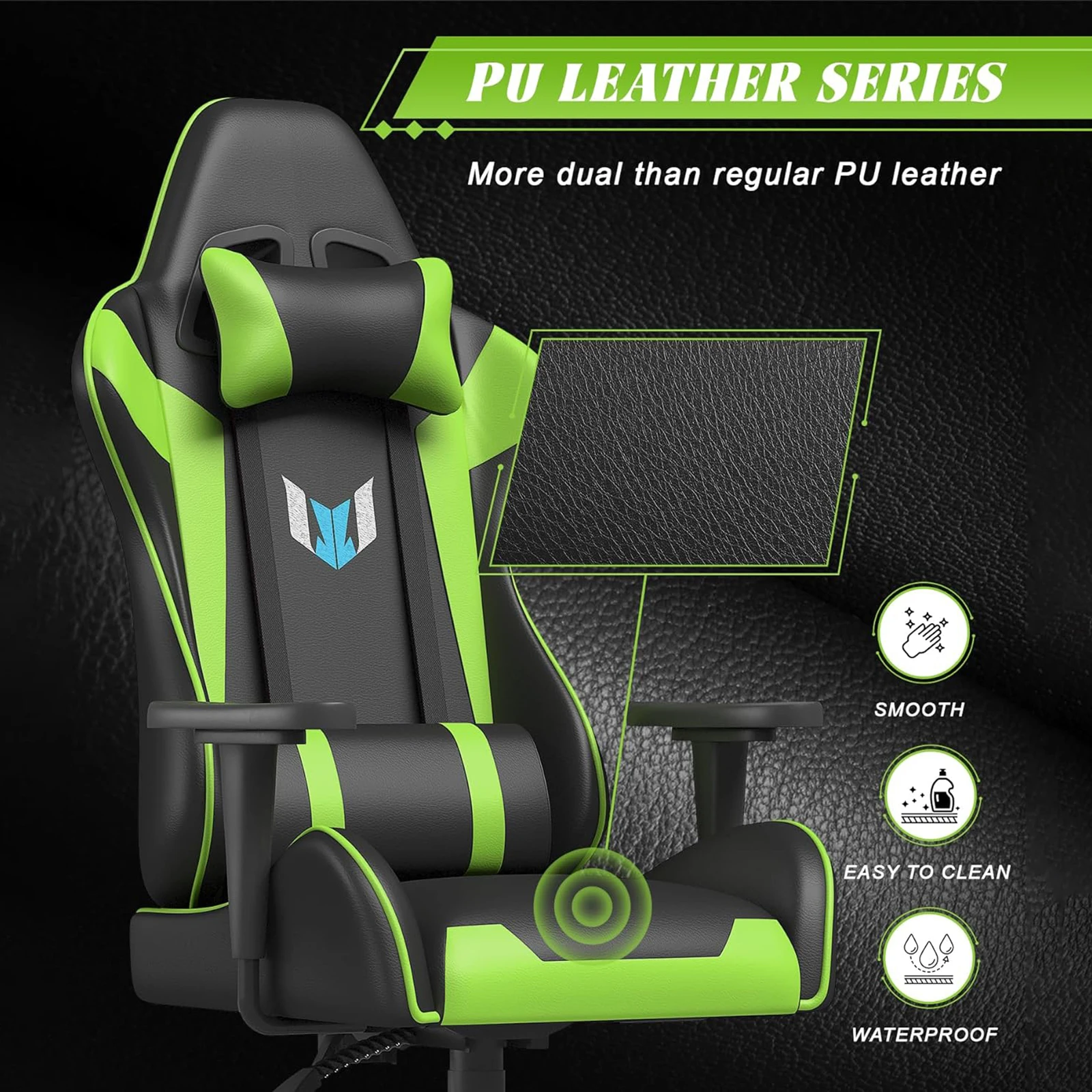 Computer Chair Office Ergonomic Gamer Chair Black PU Leather Gaming Chairs Mobile Armchair Relaxing Backrest Reclining Wheels