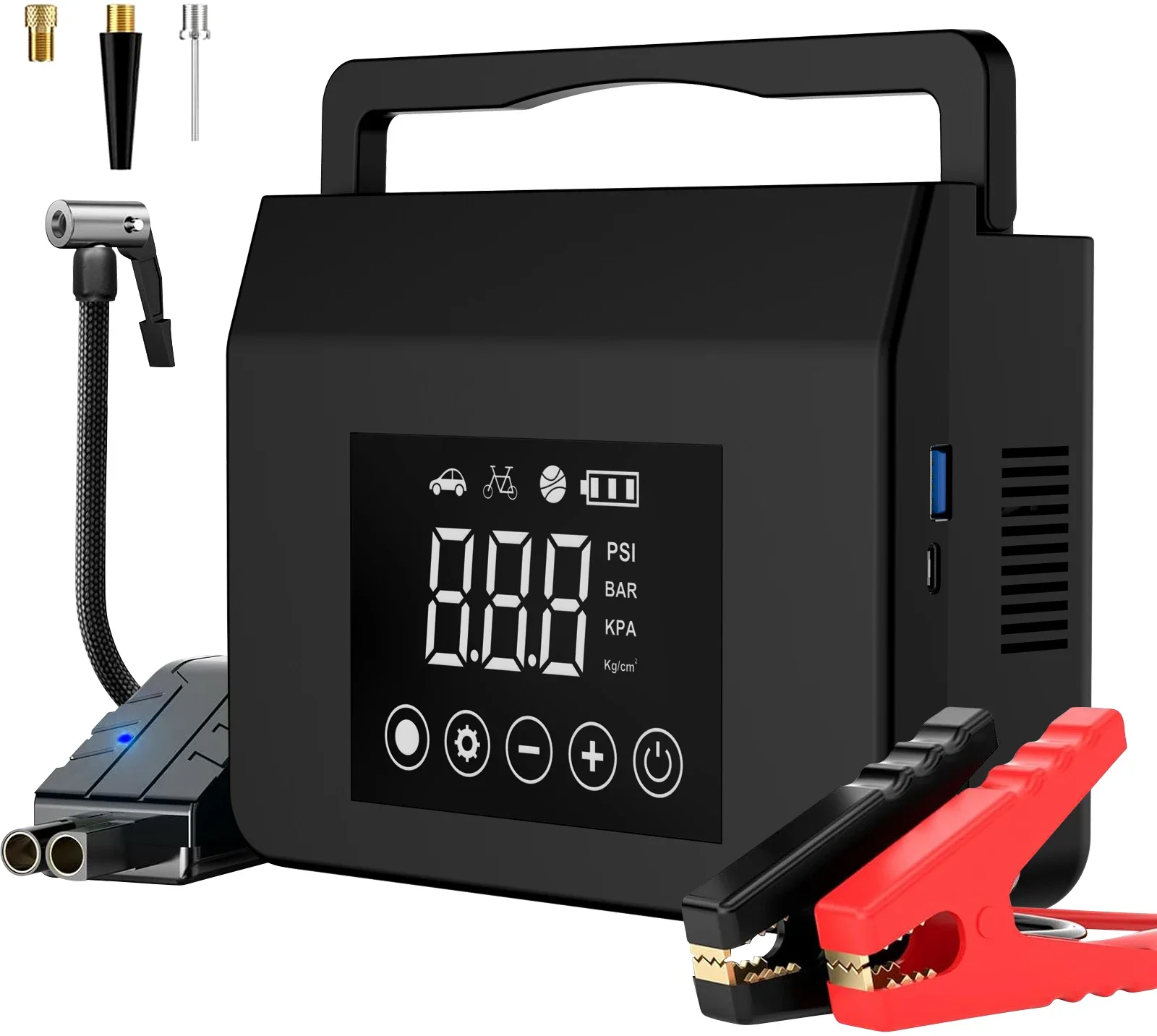 4000 Amp Car Jump Starter With 150PSI Air Pump Digital Display Type-C Quick Charge Auto Emergency Booster