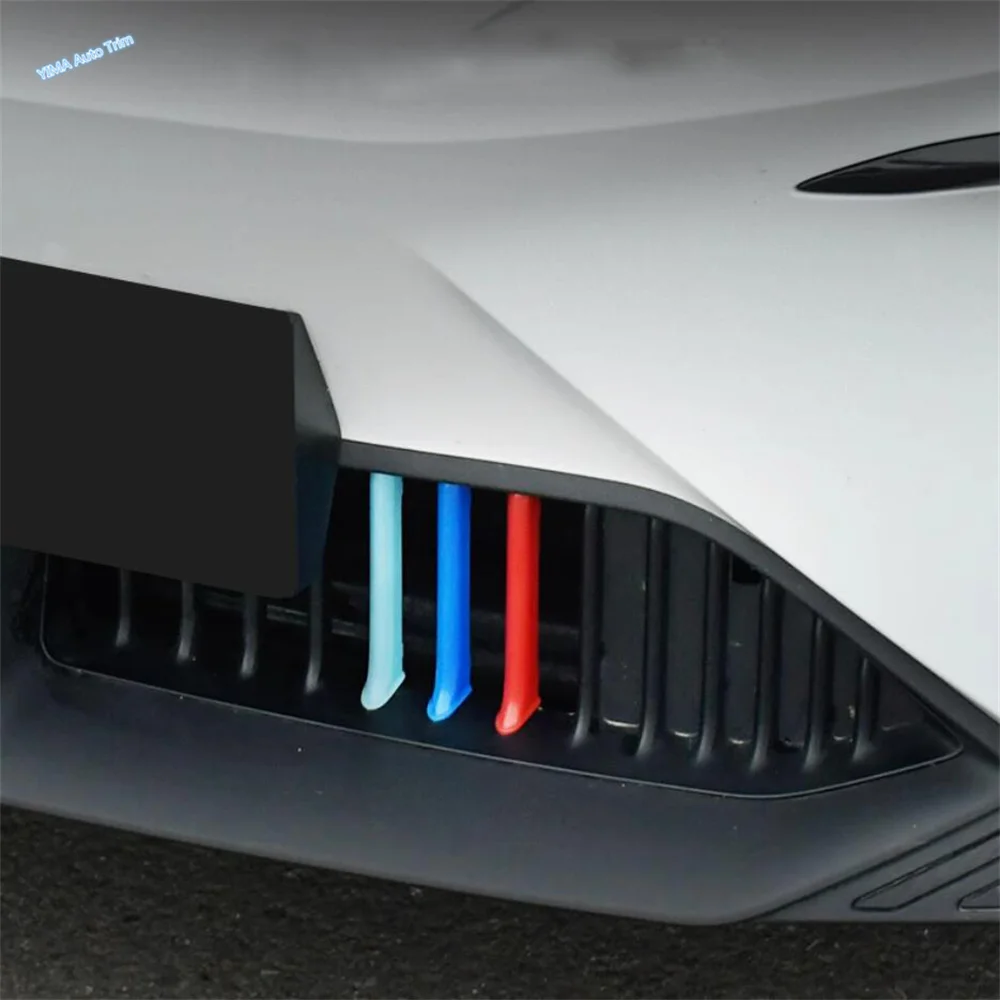 ABS Auto Front Bumper Center Grille Grill Bar Tricolor Decor Stripes Cover Trim Kit For MG 4 EV 2023 2024 Exterior Accessories