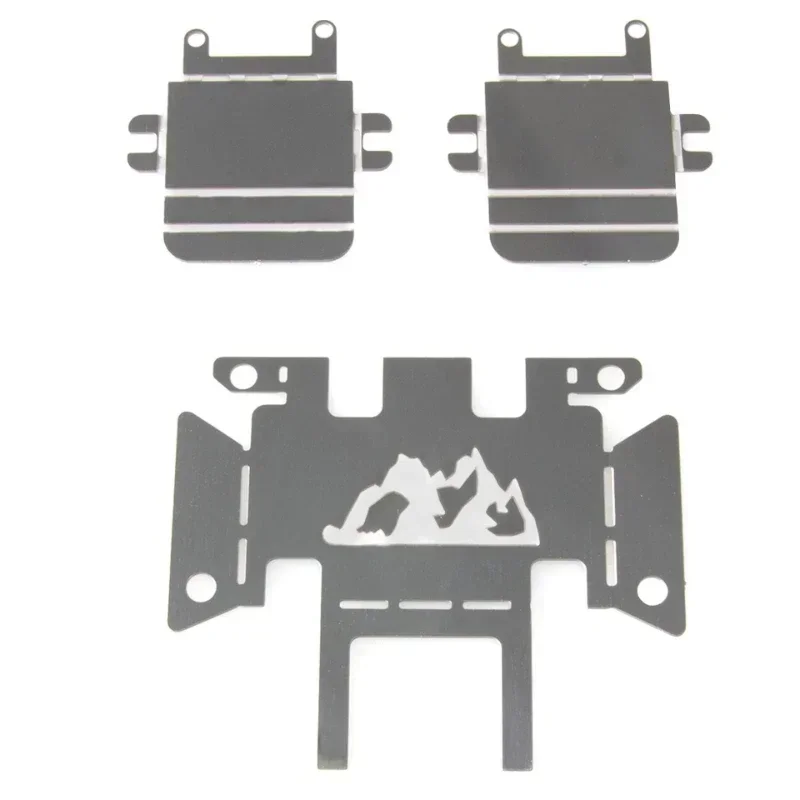 3 pçs de aço inoxidável chassi armadura eixo protetor placa skid conjunto para trx4m TRX4-M 1/18 rc rastreador carro atualização peças