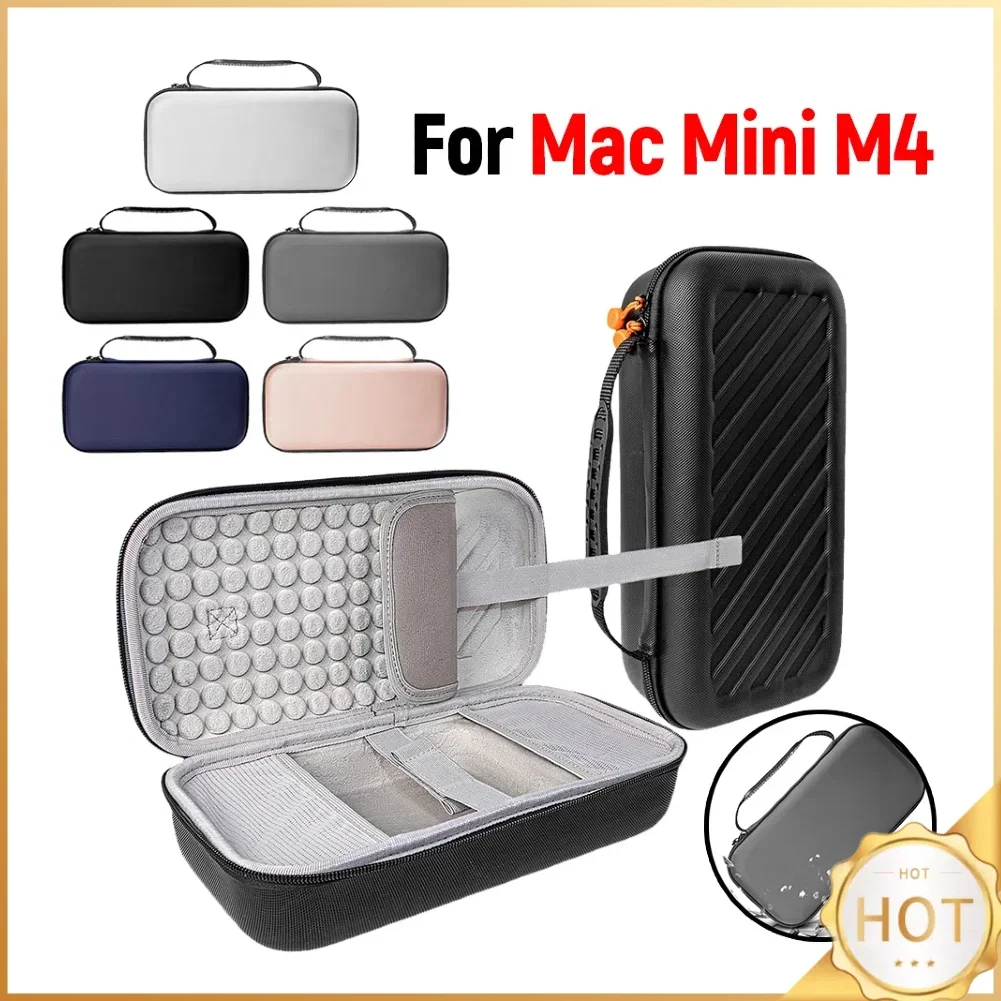 Hard Case for Mac Mini M4 Anti-scratch Portable Storage Bag Mouse Power Cable EVA Bag for Mac Mini Desktop Computer M4 Chip