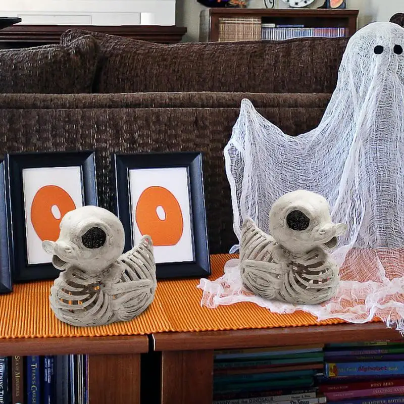 Halloween Skeleton Duck 4.5inch Duck Skeleton Ornament Creepy Decoration Spooky Cute Indoor Outdoor Prop For Bedroom Holiday