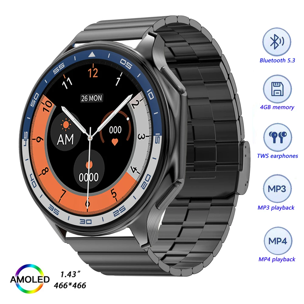 

DT Watch X AMOLED Smart Watch Men Women Digital Wrist Watches Music Player Local Album Smartwatches Electronic Wristwatch Clock