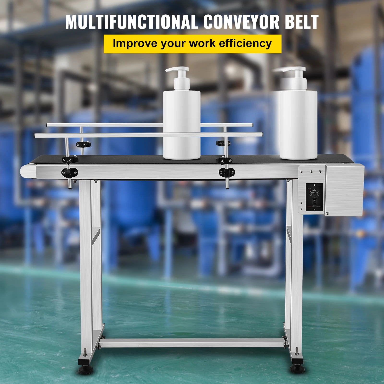 Conveyor Belt Machine 59''x 7.8'' With Stainless Steel Adjustable Guardrail for Automatic Electrical Industrial