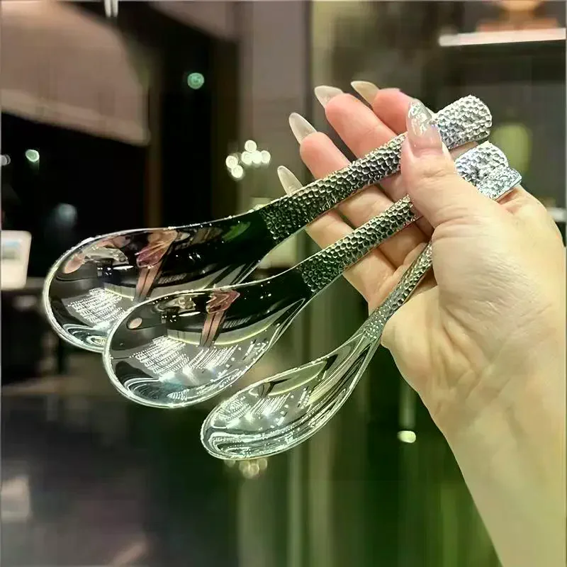 2PCS/4PCS Simple Stainless Steel Spoon Retro Kitchen Tools High End Texture Rice Scoop New Fashion Home Kitchen Meal Spoons