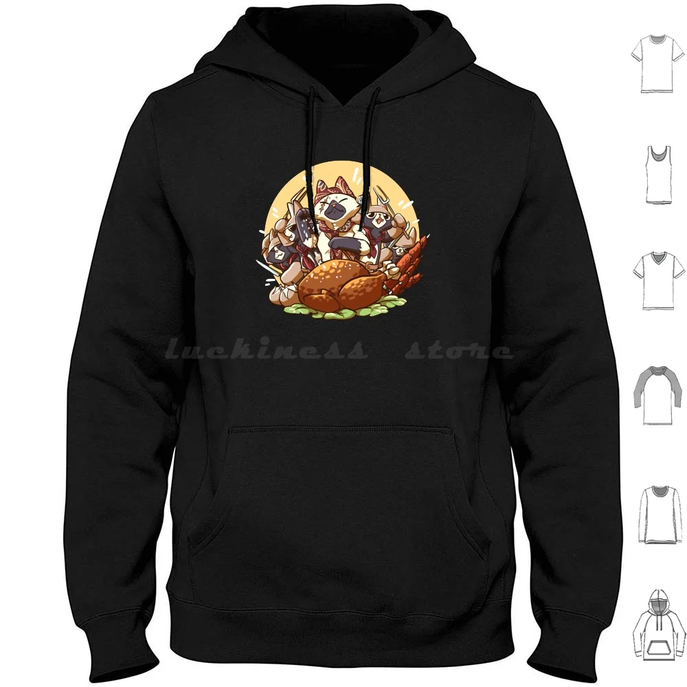 Meowscular Chef Bae Hoodie cotton Long Sleeve Monsterhunter Monster Hunter World Monster Hunter World Palico Meowscular Chef