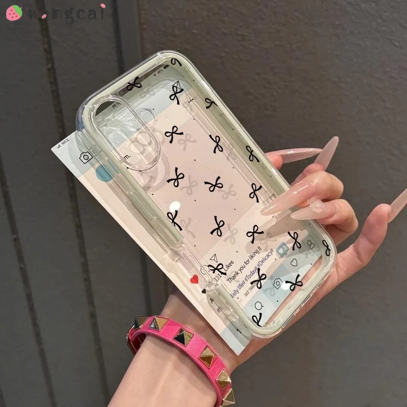 

ins Style Polka Dot Bow Border Case For Vivo X200 Pro Mini X200S X100 X100S X90 X90S X80 X70 X70T X60 Y33S Luxury Cute Case