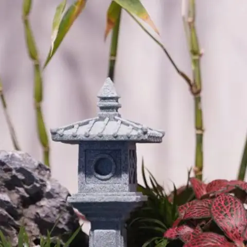 Retro Gazebo Chinese Lanterns Mini Pagoda Model Decoration Stone Miniature Statue Sandstone Home Garden Decor Accessories
