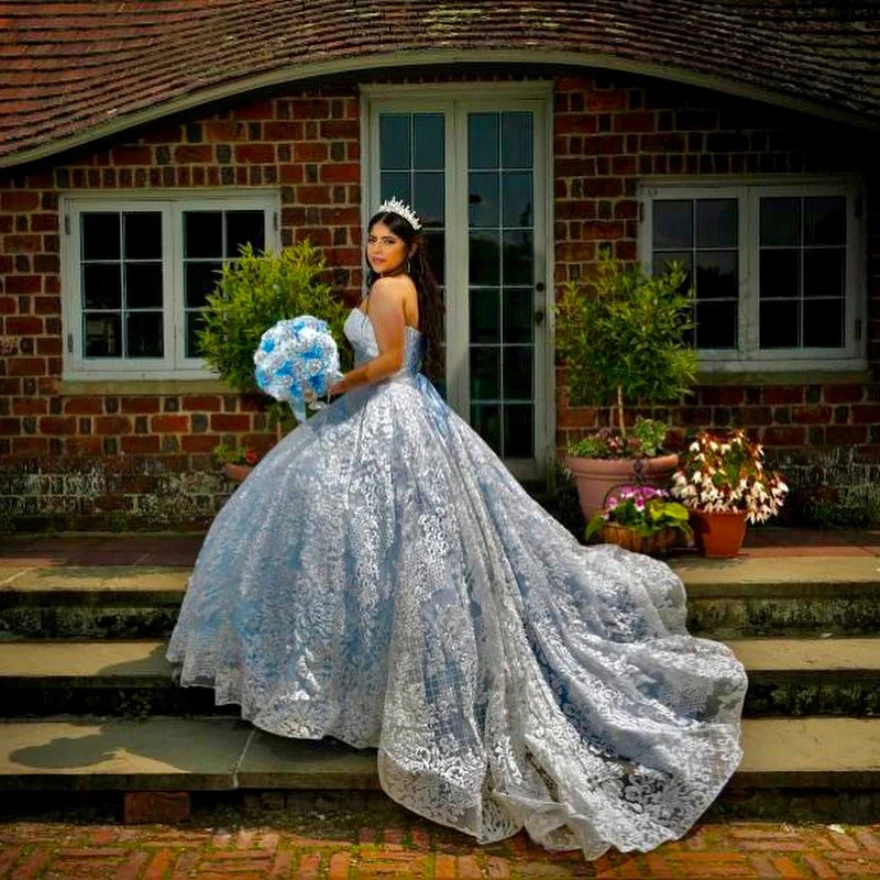 Customized Blue Quinceanera Dresses 2024 Ball Gown Sweetheart Lace Appliques Beaed Sweet 15 16 Dresses Vestidos De 15 Años YQD65