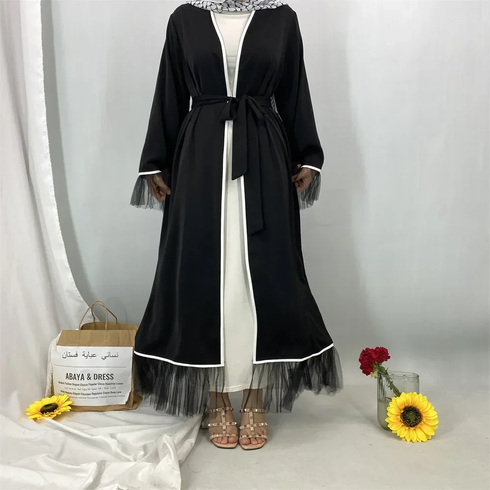

Muslim Women Maxi Dress Ramadan Dubai Open Abaya Turkey Kaftan Eid Kimono Cardigan Islam Jalabiya Kebaya Caftan Marocain Femme