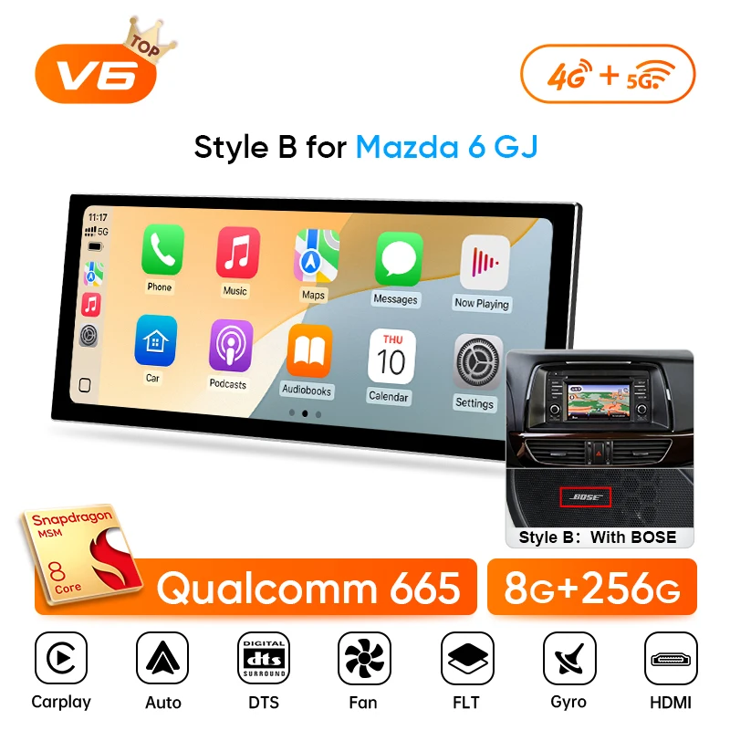 Ainavi 12,3 zoll Auto Radio Für Mazda 6 GJ Serie Atenza 2013 2014 2015 Drahtlose Carplay Android Auto 4G auto Multimedia Player