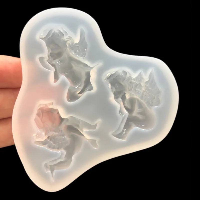 Mirror Angel Fondant Silicone Mould, Handmade Jewelry Crystal Epoxy Mould Mobile Phone Accessories 16527
