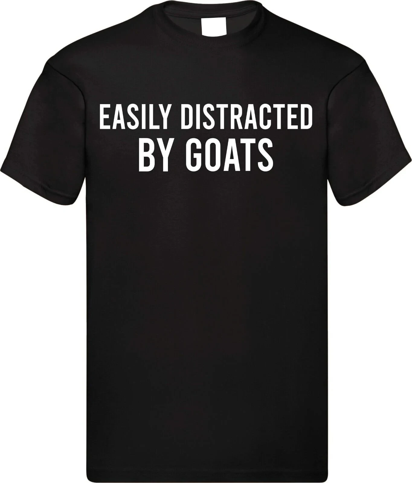 Summer Men's Fashion Trend T-shirt  Breathable and Comfortable  Easily Distracted By Goats T-Shirt: Farm Animal Lover Unisex Tee