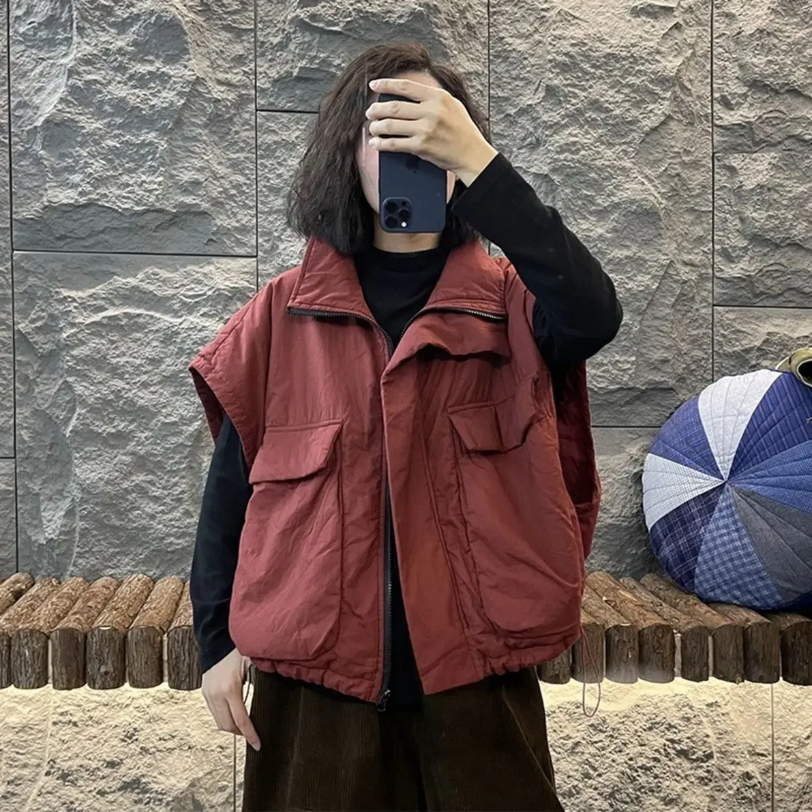 

Осень-зима, новый фиолетовый хлопковый жилет, женский свободный универсальный жилет на молнии с большим количеством утягивающих подушечек Jaet