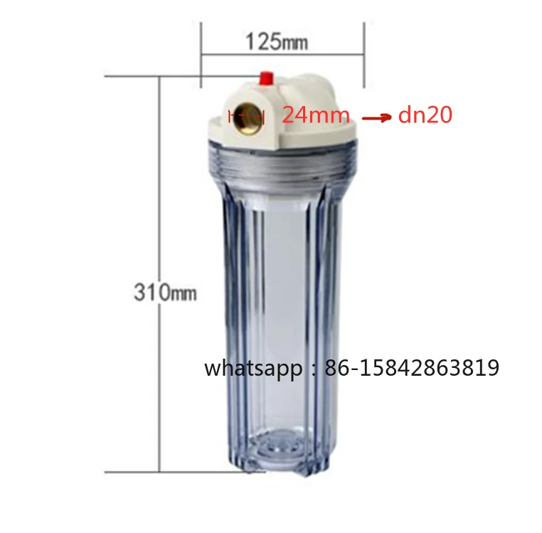 10 Inches Standard Water Filter Parts Filter Housing Transparent Bottle 3/4