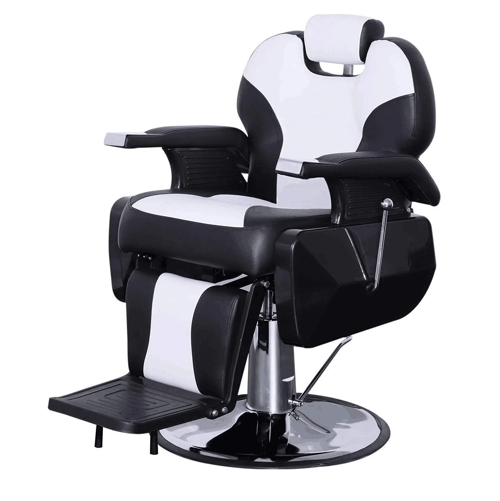 Best Quality Hydraulic Height Adjustable Leather Barber Chair White and Black Salon Furniture Chair at Best Prices