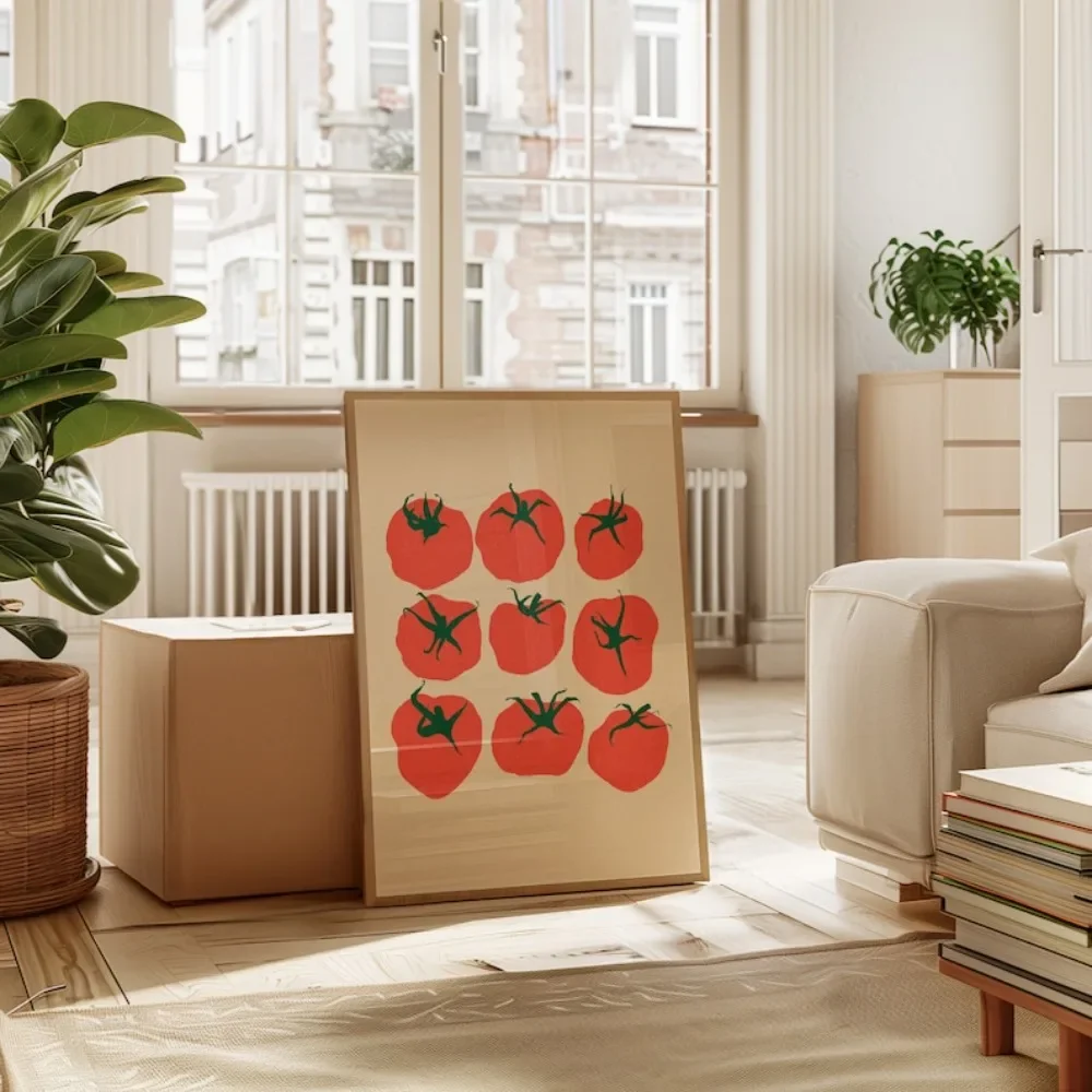 A Frameless Tomato Print,Kitchen Wall Art, Food Art,Mediterranean Print,Printable Wall Art Canvas Poster,for Kitchen Wall Decor