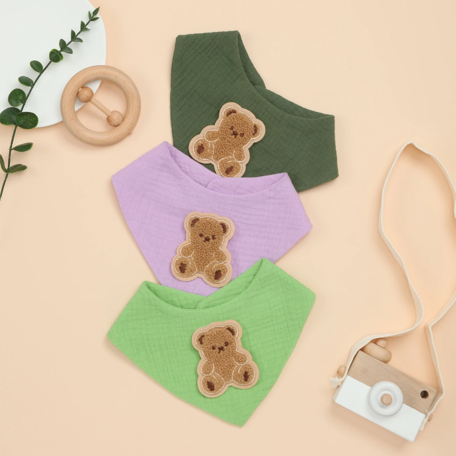 

Cute Triangle Baby Bibs for Teething, Drooling, Soft Cotton Absorbent Bibs for Boys & Girls(3 Pack Set)