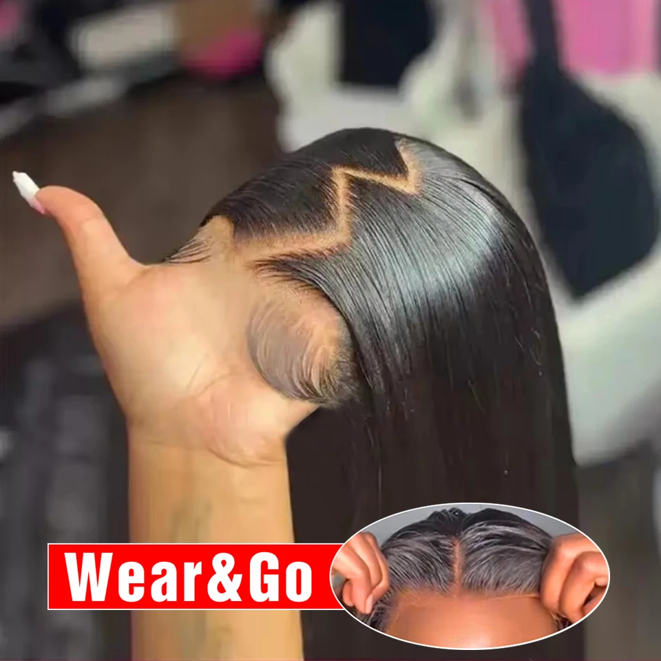 Pre Cut Glueless Wigs Human Hair Ready To Wear And Go Preplucked Straight 13x6 HD Lace Frontal Wig Human Hair For Women 100% 200