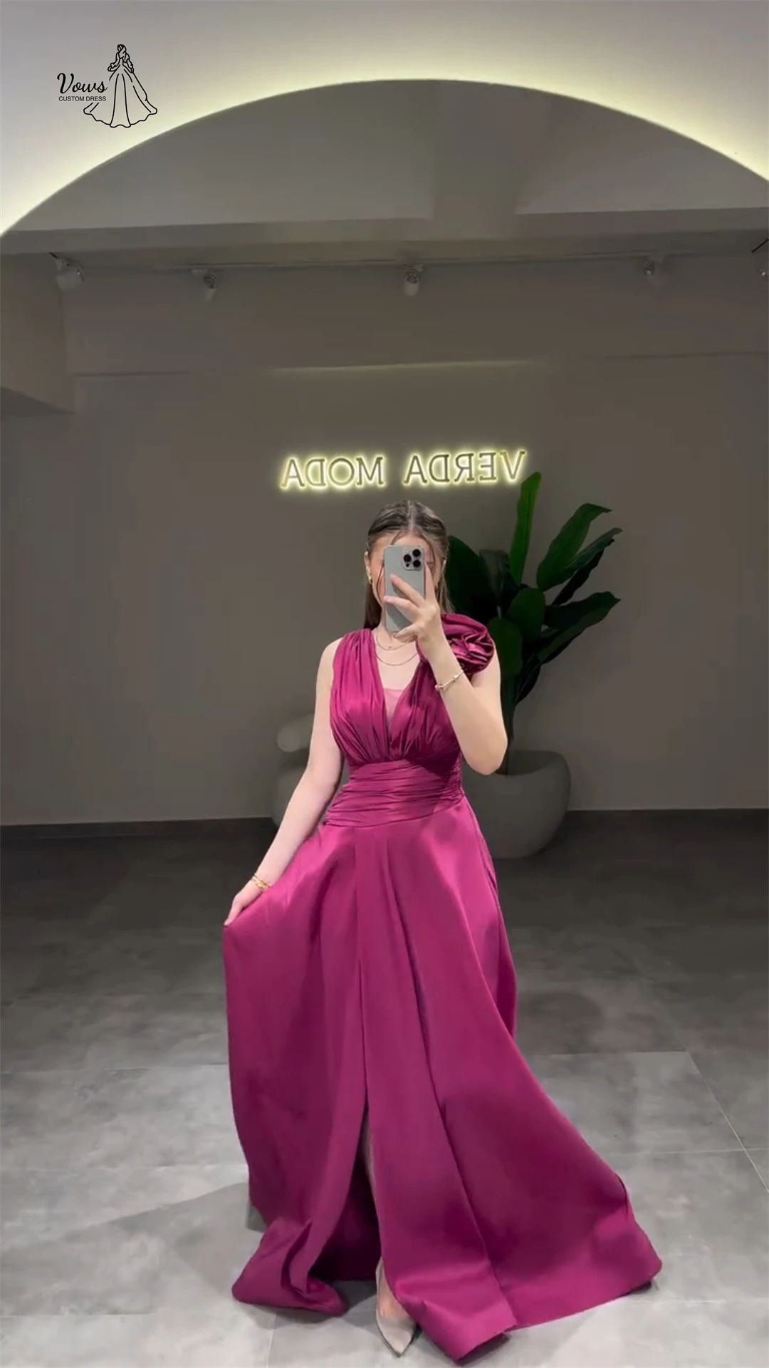 

Vows, выполненное на заказ женское платье для выпускного вечера 2025, вечернее платье с v-образным вырезом для свадебных платьев, свадебное атласное платье, вечернее платье